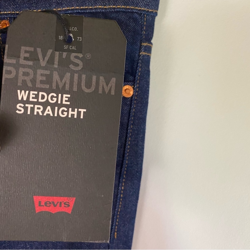 Levi's Dark Blue Straight Leg Jeans with Fringe Pocket - Picture 11 of 15